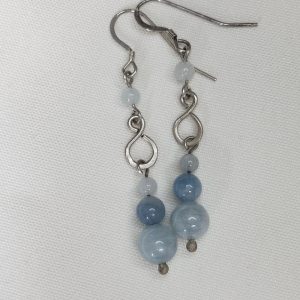 Boucles d'oreilles en argent massif et aigue marine