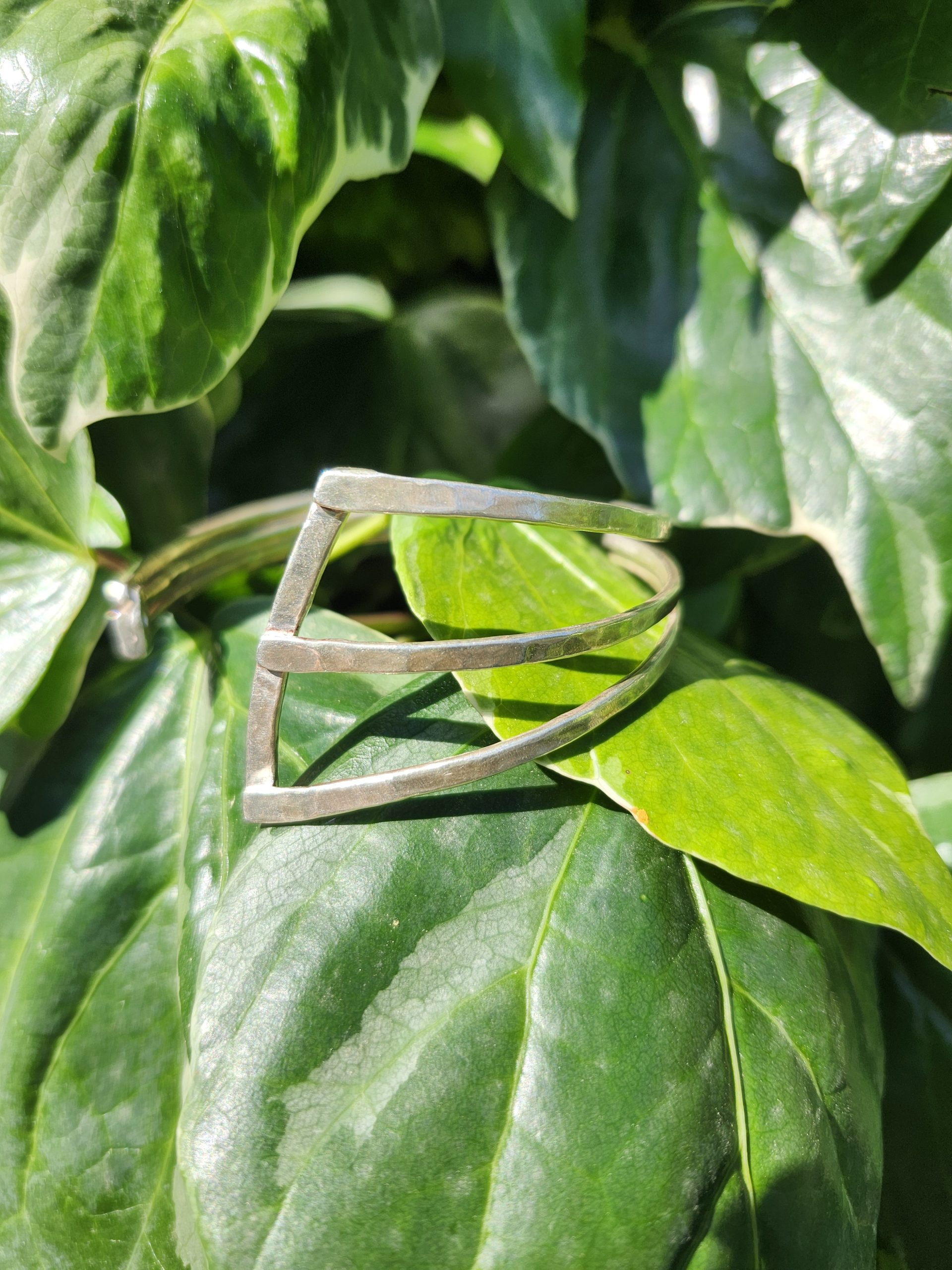 Bracelet Jonc en argent massif martelé – Image 3