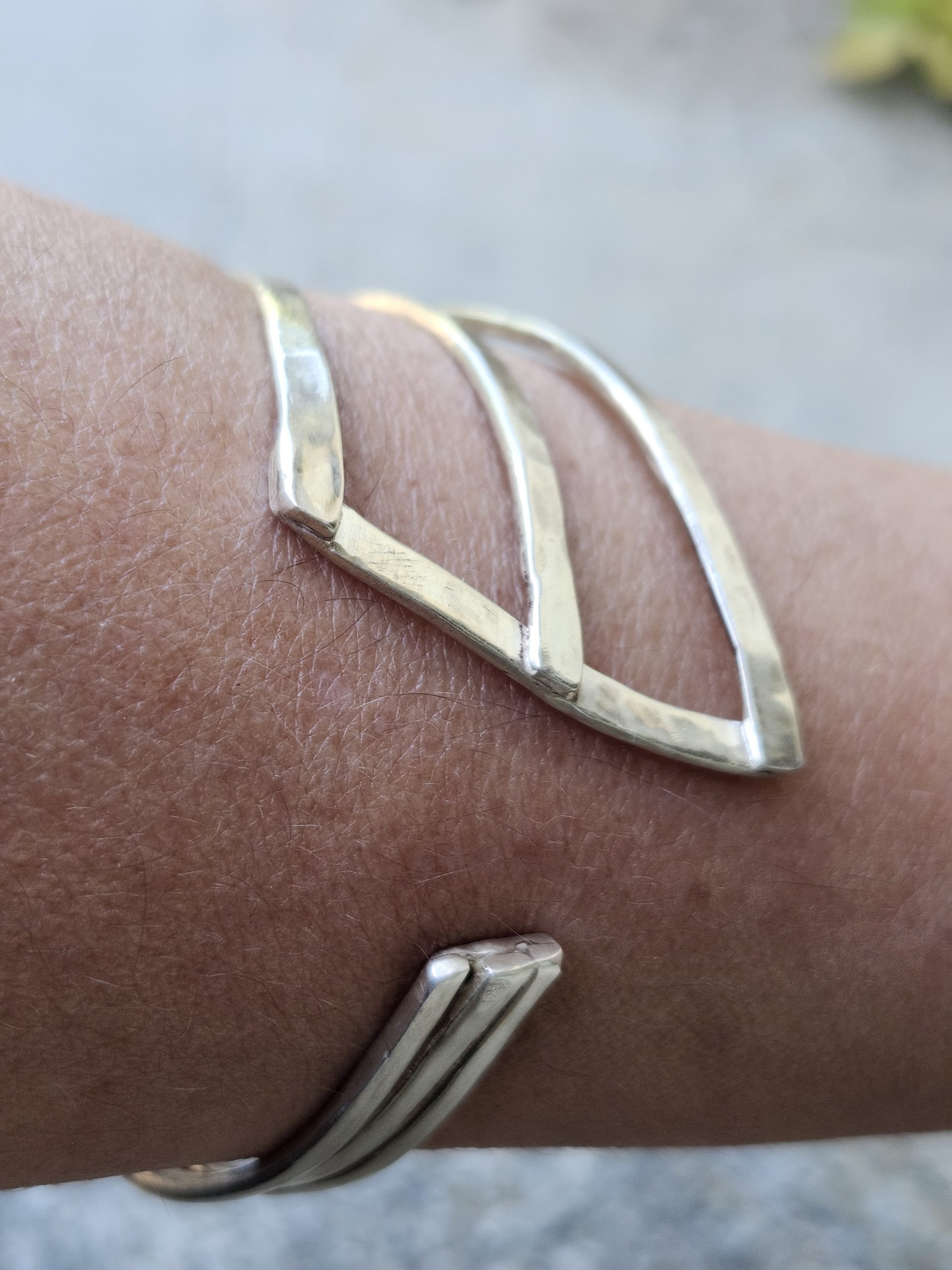 Bracelet Jonc en argent massif martelé – Image 4