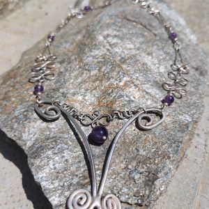 Collier en argent massif et améthyste
