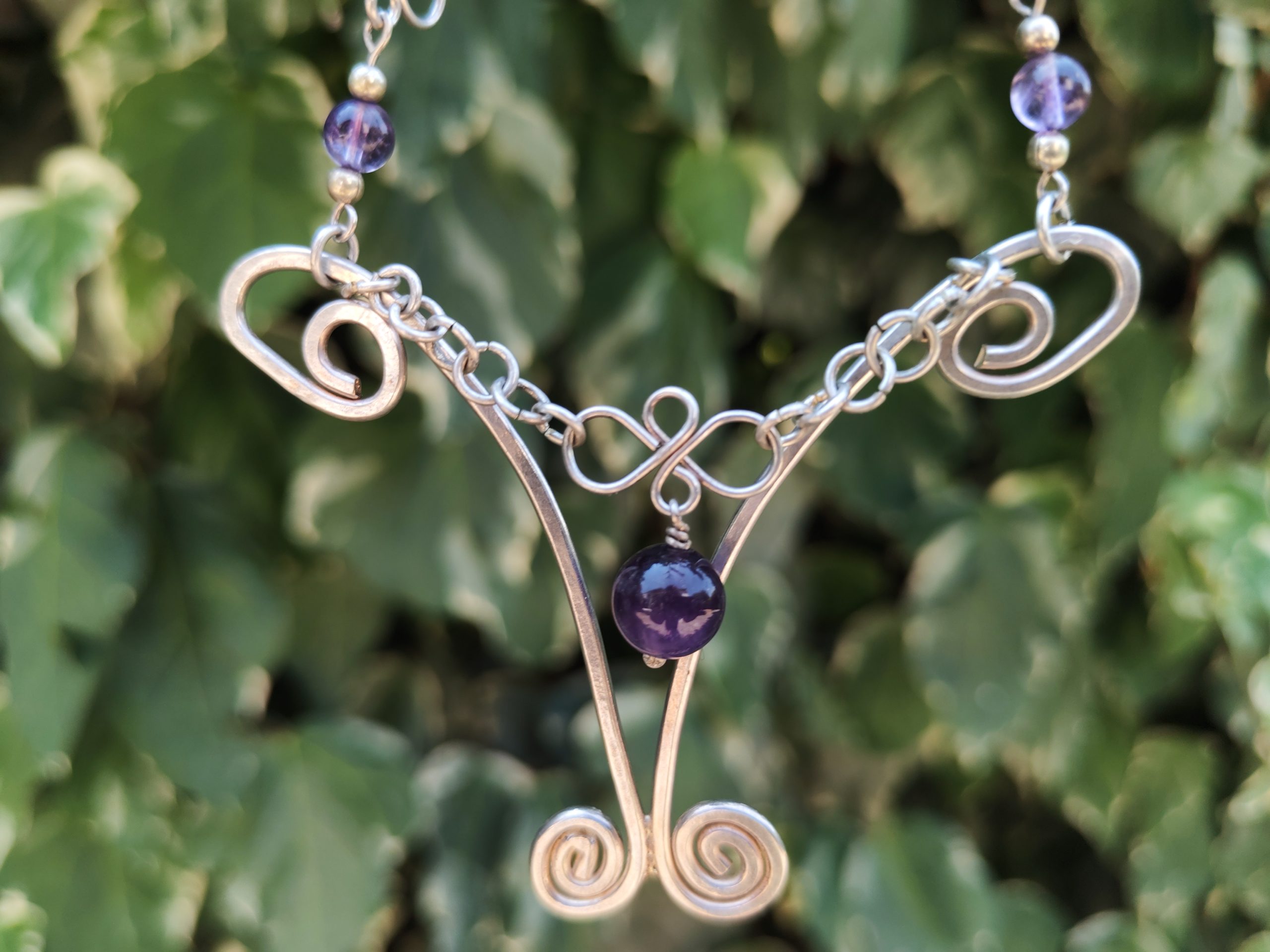 Collier en argent massif et améthyste – Image 3