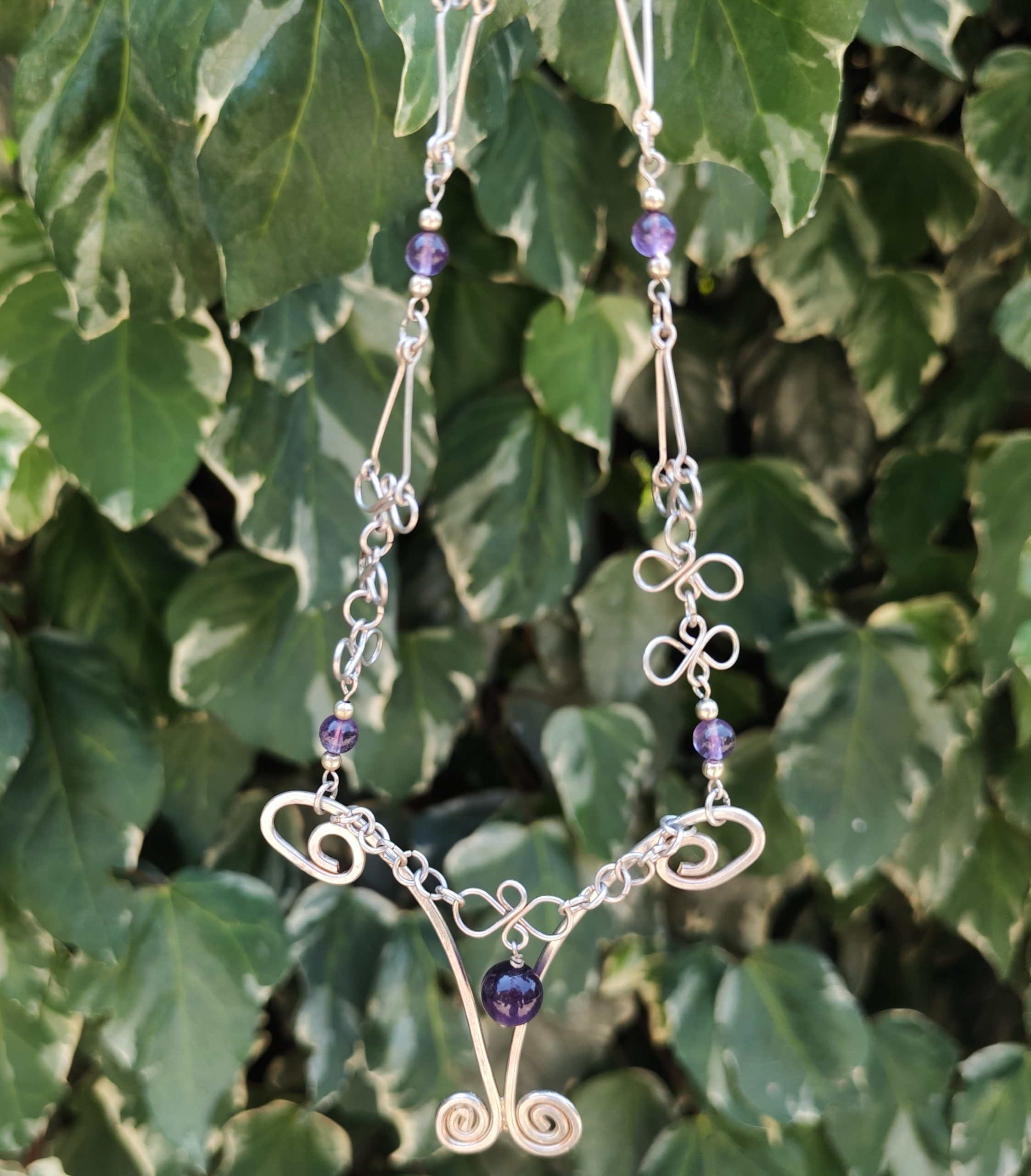 Collier en argent massif et améthyste – Image 2