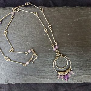 Collier en argent massif et pierre améthyste claire