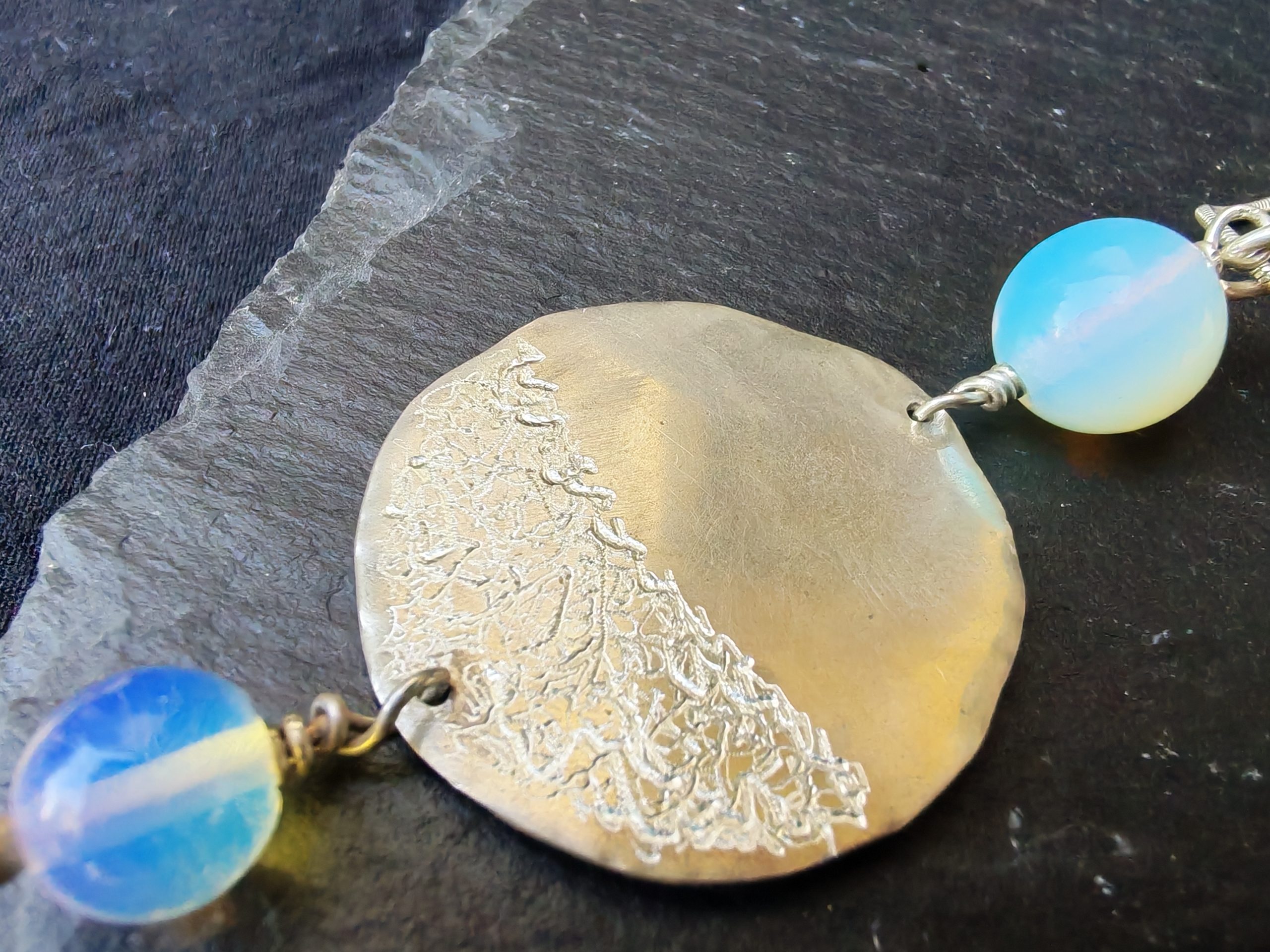 Collier en argent massif et pierre d'opaline – Image 2